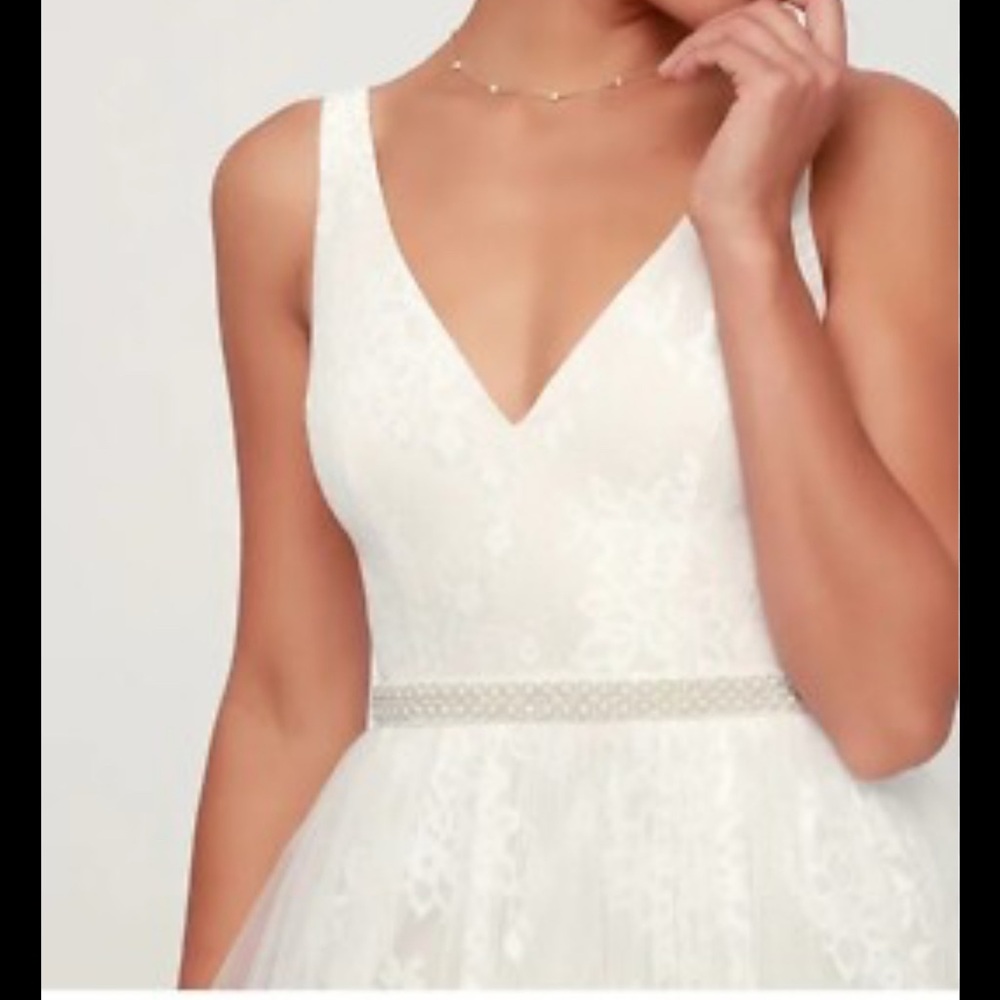 Lulu's Cream Lace Overlay Dress